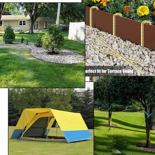 Miniatura 4 de Juego de 30 estacas de paisaje, estacas de anclaje de paisaje de jardín de 10 pulgadas para tablero de terraza, bobina de borde de paisaje, barrera