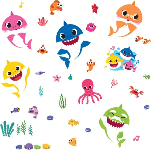 RoomMates RMK4303SCS Baby Shark - Calcomanías de pared para despegar y pegar