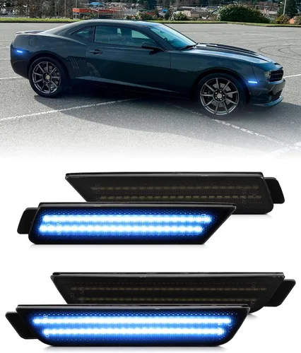 Miniatura 8 de Luz de Marcador Lateral Azul Compatible para 5ta Generación Chevy Camaro 2010 2011 2012 2013 2014 2015, Luces de Parachoques Delanteras y Traseras