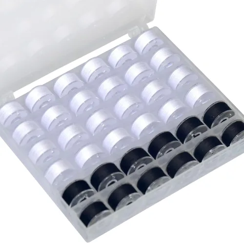 Miniatura 8 de 36 bobinas e hilos de coser con estuche de bobina de plástico para múltiples máquinas de coser, juego de bobinas preenrolladas (bobinas de plástico)