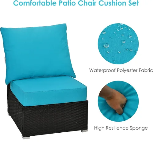 Miniatura 5 de Giantex Juego de cojines de patio con almohada, cojín de asiento profundo y respaldo, almohadillas para sillas de exterior con lazos, reemplazo