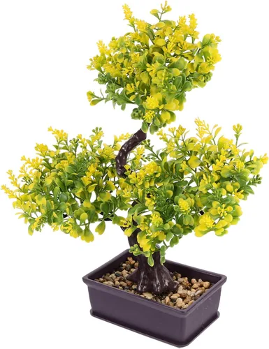 Miniatura 10 de EXCEART Árbol bonsái artificial, plantas de plástico, adorno bonsái para decoración de boda, árbol bonsái de imitación verde