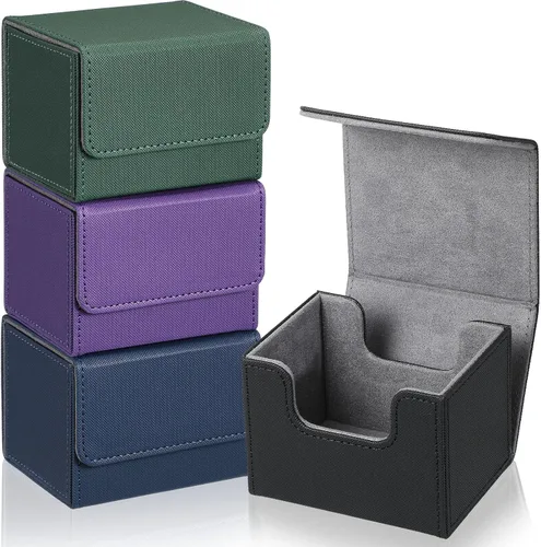 Miniatura 8 de Yookeer 4 cajas de cuero para cartas, caja de juego de cartas para coleccionar, compatible con MTG Commander (rosa, naranja, arena, gris, horizontal)