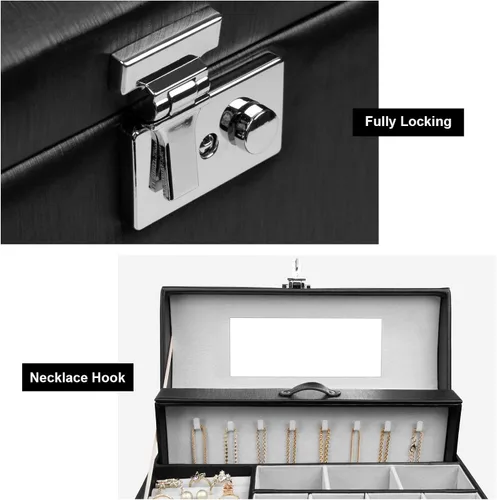 Miniatura 4 de Homde Caja de exhibición de joyas para hombres y mujeres, collar de lentes de sol con bloqueo completo con colgador de reloj, soporte de pulsera