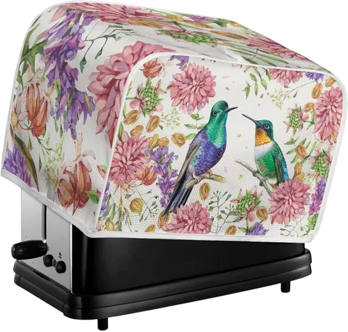 Miniatura 6 de Funda para tostadora de flores de colibrí de 2 rebanadas, cubierta acolchada para tostadora de dos rebanadas, cubierta a prueba de polvo para cocina