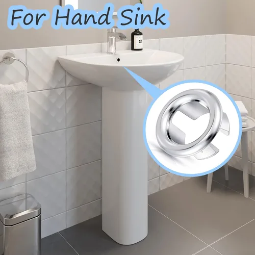 Miniatura 4 de Paquete de 4 fundas para anillo de desbordamiento para fregadero de baño de cocina, agujero redondo de desbordamiento, tapa de desagüe, inserción