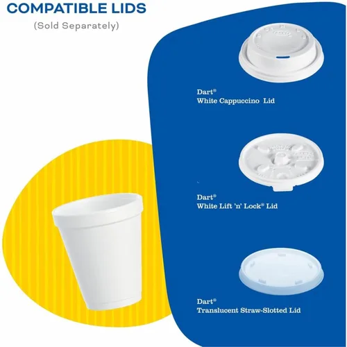 Miniatura 7 de Dart 10J10, vasos térmicos de espuma, 10 onzas, blancos, 25 por bolsa (caja de 40 bolsas)