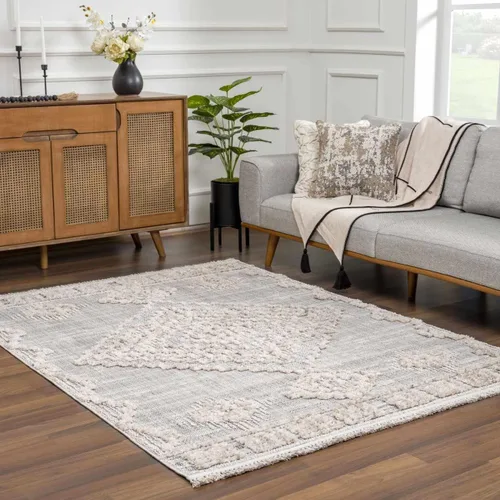 Miniatura 2 de Hauteloom Aria - Alfombra para sala de estar y dormitorio, con borde geométrico de medallón de diamante, envejecida, bohemio, transicional, tribal