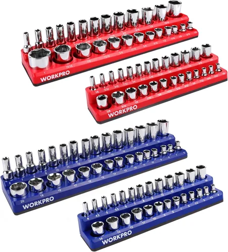 Miniatura 8 de WORKPRO Juego de organizadores magnéticos para llaves de vaso, juego de 4 piezas que incluye soportes para llaves de 1/4", 3/8" de accionamiento
