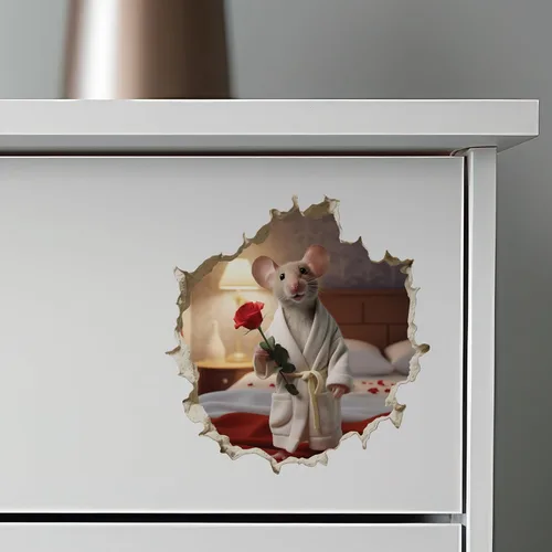 Miniatura 6 de Calcomanía de pared 3D con agujero de ratón para regalo del día de San Valentín