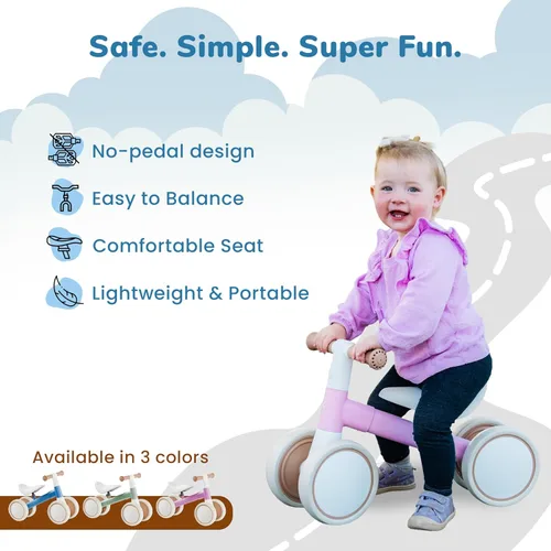 Miniatura 2 de Bicicleta de Equilibrio Personalizada para Bebés de 1 Año Ligera y Segura - Sin Bordes Agudos Ruedas Silenciosas para Paseos Suaves y Tranquilos