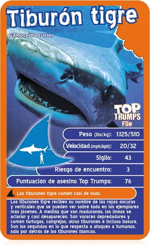 Miniatura 4 de Top Trumps Juego de cartas Deadliest Predators Edición en español, aprende sobre el gran tiburón blanco, el dragón de Komodo y la Cobra Real en este