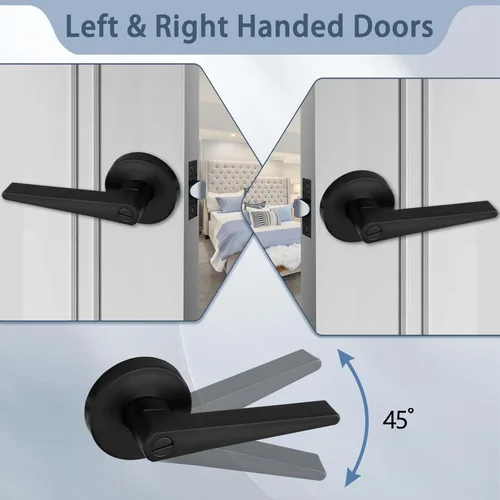 Miniatura 5 de MD8820-DB-BK-1P - Manija de puerta de privacidad sólida para dormitorio y baño, acabado negro mate