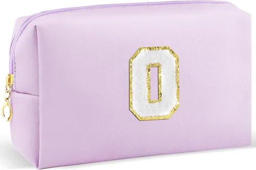 Miniatura 77 de URSKYTOUS Regalos para niñas, bolsa de maquillaje con inicial, bolsa de cosméticos personalizada con cremallera, bonita bolsa de aseo de viaje, Azul