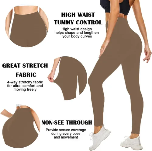 Miniatura 5 de Leggings suaves para mujer, cintura alta, control de abdomen, no se transparentan, pantalones de yoga para entrenamiento
