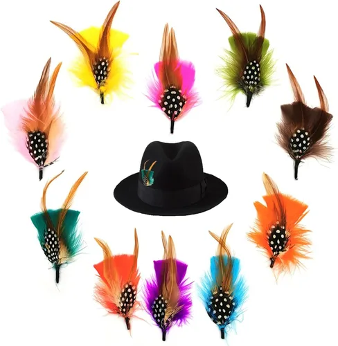 Sombrero de plumas surtidas de plumas naturales para hombres y mujeres, sombreros artesanales, manualidades, accesorios coloridos para el cabello,