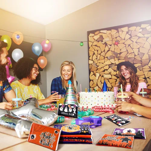 Miniatura 3 de Zhanmai Pañuelos de bolsillo para Halloween, paquete de pañuelos faciales de Halloween para invitados, tamaño de viaje, 3 capas, tamaño cartera