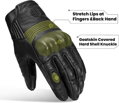 Miniatura 2 de ILM - Guantes de piel de cabra para motocicleta, moto, deportes motorizados, con función para pantalla táctil, para hombre y mujer, modelo DN01
