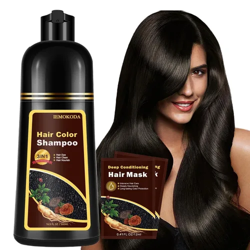 Miniatura 9 de Champú de tinte para el cabello 3 en 1, tinte natural marrón cereza para hombres y mujeres, champú de tinte de larga duración para cabello teñido