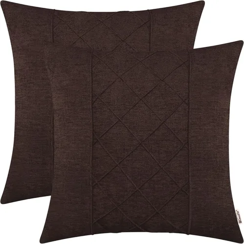 Miniatura 28 de BRAWARM Fundas de almohada 40x40 cm - Paquete de 2 fundas de almohada de chenilla negra, fundas de almohada de chenilla suave teñida sólida