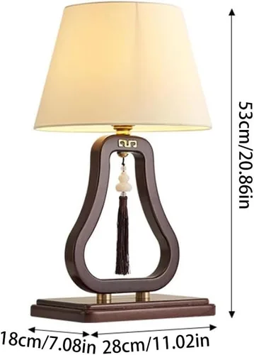 Miniatura 2 de Lámpara para escritorio, lámpara de mesa de noche, estilo retro, sala de estar, estudio, sala de té, lámpara de tela de madera maciza, lámparas
