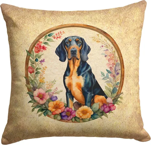Miniatura 198 de Caroline's Treasures DAC2072PW1414 Affenpinscher and Flowers - Almohada decorativa de tela, lavable a máquina, para interiores y exteriores