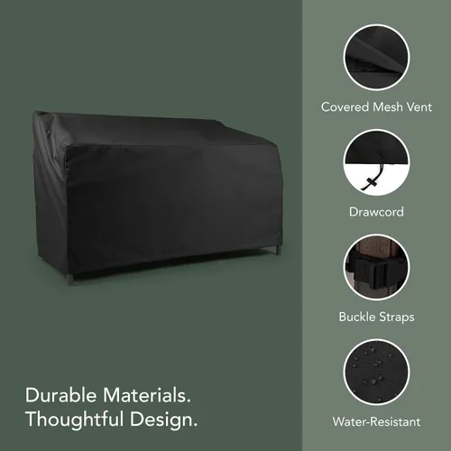 Miniatura 4 de Covermates Funda para sofá de patio al aire libre, poliéster resistente, resistente a la intemperie, dobladillo con cordón, fundas para asientos
