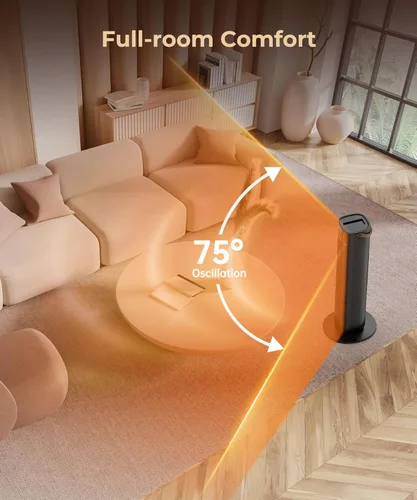 Miniatura 7 de Abolee Calentadores espaciales para uso en interiores, calentador eléctrico de 26 pulgadas y 12 pies/s con control remoto, calentador de torre