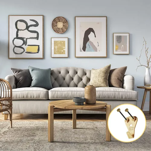 Miniatura 3 de FUZANWJ - Colgadores de fotos, 120 ganchos con clavos, kit para colgar cuadros, ganchos de pared, kit para colgar en la pared para paneles