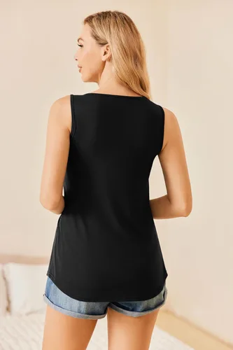 Miniatura 5 de Ekouaer Camisetas sin mangas para lactancia materna para mujer, de doble capa, ropa de embarazo de verano