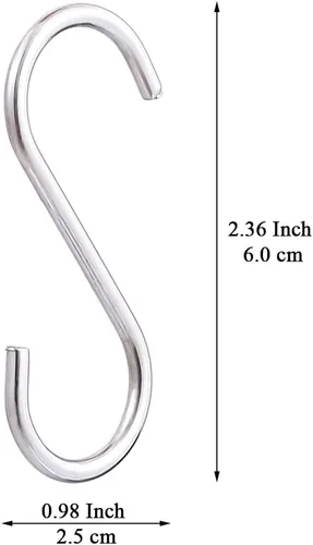 Miniatura 2 de Evanda Ganchos en S para colgar, paquete de 30 unidades, de acero inoxidable resistente, para sartenes de cocina, ollas, utensilios de cocina