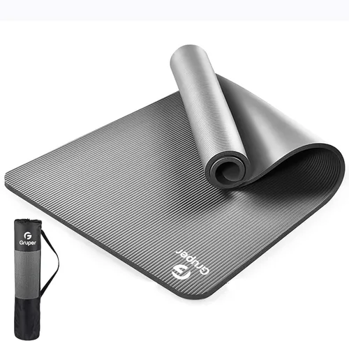 Gruper Esterilla de yoga antideslizante NBR extra gruesa, 72 pulgadas de largo x 32 pulgadas/24 pulgadas de ancho x 0.6 pulgadas de grosor (72.8 in