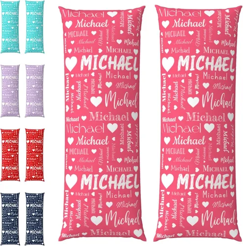 Funda de almohada corporal personalizada con nombre (20 x 54 pulgadas), funda de almohada de cuerpo largo personalizada para niños, mamá, papá,
