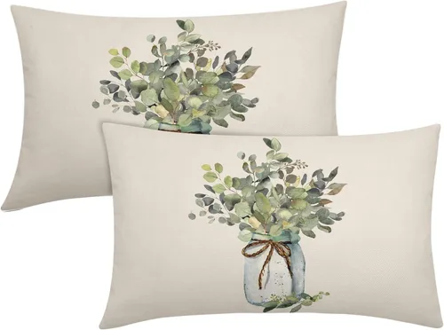 Miniatura 8 de Juego de 2 fundas de almohada de hojas otoñales naranjas otoñales de 20 x 20 pulgadas, diseño de hojas florales de Acción de Gracias, juego de 2