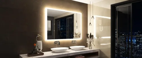 Miniatura 9 de SBAGNO - Espejo de baño LED con luces, 32 x 28 pulgadas, borde 3D, espejo de pared con Bluetooth, antivaho, atenuación continua, 3 colores, espejo