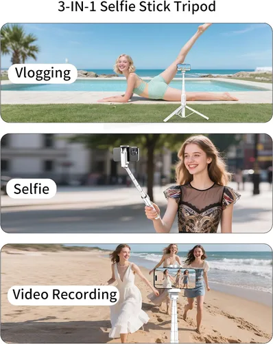 Miniatura 6 de Trípode para selfie Stick – Trípode para iPhone con control remoto, soporte ligero para teléfono Android, soporte extensible compatible con todos