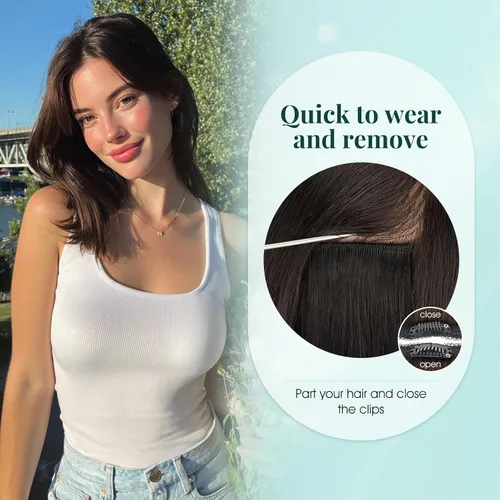 Miniatura 9 de Benehair 6 extensiones de cabello corto con clip, 100% cabello humano real, sin costuras e invisibles, para mujeres, con volumen instantáneo