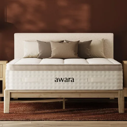 Colchón híbrido individual Awara Premier Luxury de 12 pulgadas - Látex natural orgánico certificado - Lana sostenible de Nueva Zelanda - Sin fibra