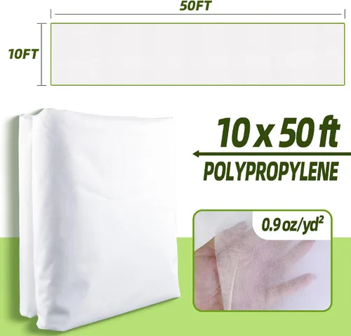 Miniatura 4 de Cubiertas para plantas de 10 x 50 pies, protección contra la congelación, manta de tela helada, cubierta flotante para fila para invierno de 0.9
