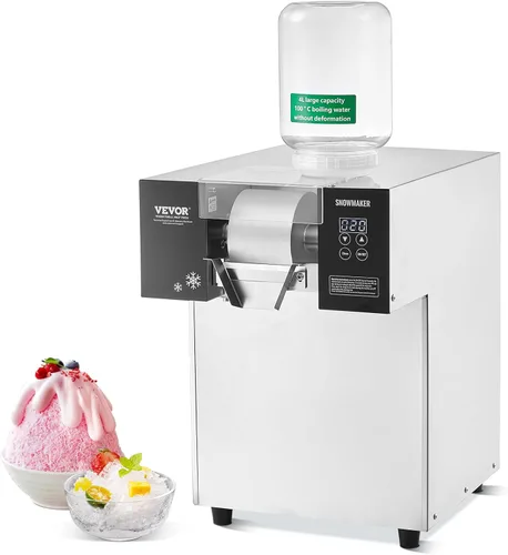 Miniatura 13 de VEVOR Máquina de hielo comercial de copo de nieve, máquina de hielo de copo de nieve de 397 libras/24 horas, máquina de afeitar de hielo de acero