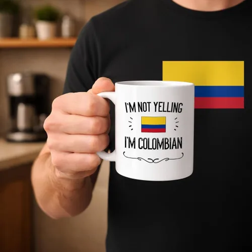 Miniatura 2 de Casitika Taza de café de 11 onzas con texto en inglés "I'm Not Yelling I'm Colombian" de Colombia. Idea de regalo para esposa, marido, amigo