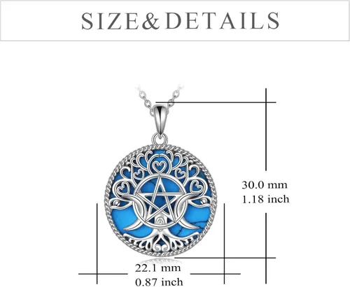Miniatura 4 de YFN Collar de diosa de triple luna plata de ley pentagrama pentagrama ópalo pagano wiccano magia amuleto de árbol de la vida joyería para mujeres