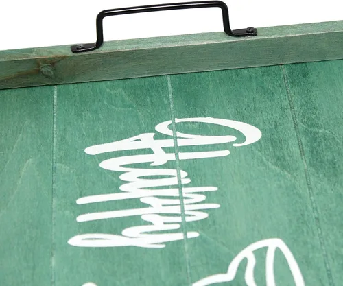 Miniatura 7 de Elegant Designs HG2000-AHH Margarita Drinks Lime Bar Kitchen Wetbar Bandeja Decorativa de Madera para Servir con Asas, 15.50" x 12", Aqua Wash Happy