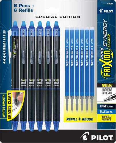 Miniatura 4 de PILOT FriXion Synergy Clicker - Bolígrafos de tinta de gel borrables, recargables, retráctiles, con punta extra fina de 0.5 mm, paquete de 12, Negro