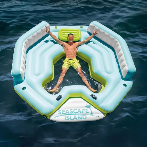 Miniatura 6 de Intex Seascape - Flotador inflable de isla con área más fresca integrada, soporte para tazas y respaldos de gran tamaño para adultos