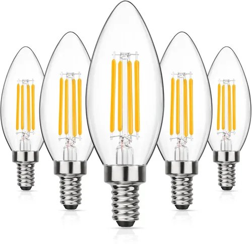 Miniatura 6 de MAXvolador Bombillas LED de candelabro E12 regulables equivalentes a 60 W, blanco suave 3000 K, bombilla LED de araña de 600 lúmenes, bombillas
