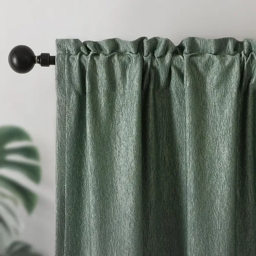 Miniatura 26 de Joydeco Cortinas opacas de lino para dormitorio, con ojales de 90 pulgadas de largo, cortinas resistentes para sala de estar, cortinas con Verde
