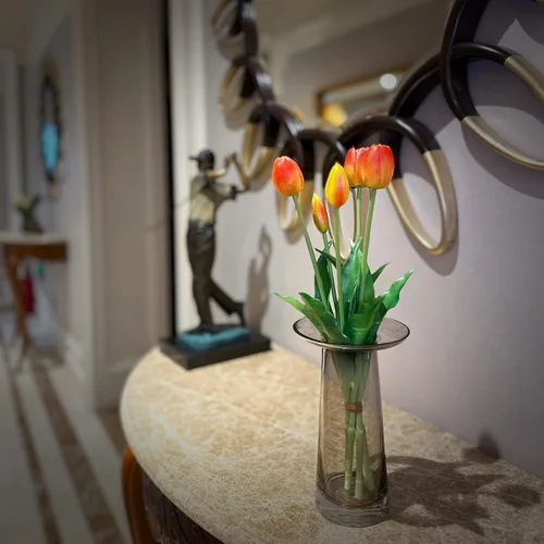 Miniatura 3 de Tulipanes falsos de tacto real de 16 pulgadas, flores artificiales con brotes, tallo flexible fácil de moldear, tulipanes sintéticos