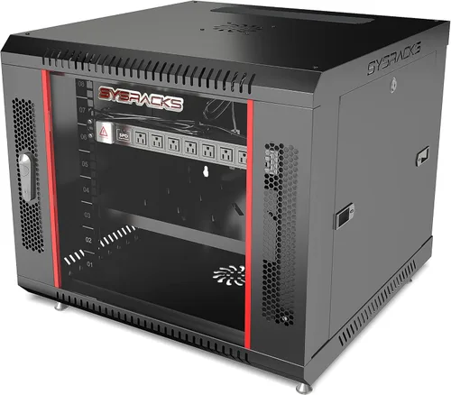 Rack de servidor de laboratorio doméstico de montaje en pared 9U – Gabinete de red de bloqueo de 19 pulgadas, enrutador profundo de 18 pulgadas y