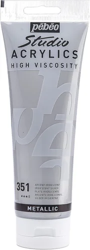 PEBEO Studio Acrílicos de Alta Viscosidad, Acrílico Fino, 250 ml - Plata Iridiscente, 8.45 Fl Oz (Paquete de 1)